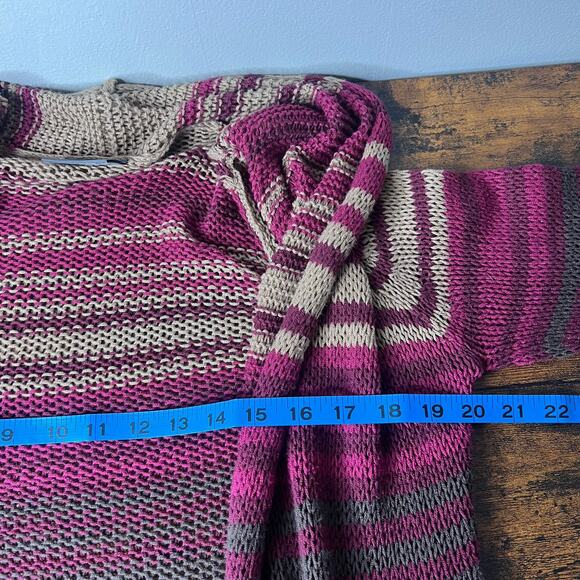 Wooden Ships Paola Buendia Striped Open Knit Cardigan Sweater M/L Boho Coastal - Picture 9 of 10